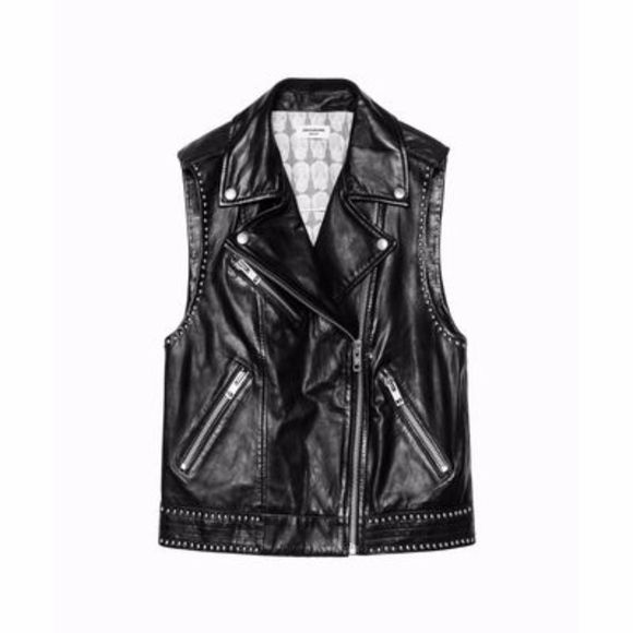 Zadig & Voltaire Lexy Studded Leather Moto Vest - Picture 3 of 3
